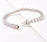 Diamonique Sterling Silver 100 Facet Heart Cut Tennis Bracelet, Size 7-1/4"